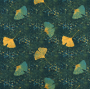Baumwollstoff Cretonne Herbst Ginkgoblatt, dunkelpetrol