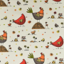 Tissu coton cretonne Poules, crème