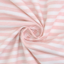 Tissu coton cretonne rayé, rose