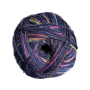 Pelote de laine à chaussettes laine vierge & polyamide BellaLana Gute Laune 100gr, bleu foncé-rose
