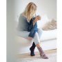 Pelote de laine à chaussettes laine vierge & polyamide BellaLana Gute Laune 100gr, bleu foncé-rose