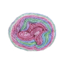 Pelote de laine douce coton recyclé & polyacrylique BellaLana Regenbogen 150g, vert-rouge