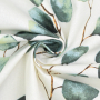 Gecoate katoen Big Eucalyptus Leaves, gebroken wit