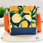 Tissu enduit coton déperlant Citrons Lemons, bleu marine