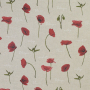 Tissu enduit coton déperlant coquelicots, beige
