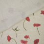 Tissu enduit coton déperlant coquelicots, beige