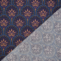 Gecoate katoen oriental flowers, marineblauw