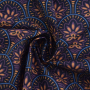 Gecoate katoen oriental flowers, marineblauw