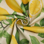 Tissu enduit coton déperlant citrons, beige