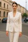 Tissu gabardine bi stretch uni, blanc cassé