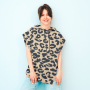 Tissu sweat molleton bio Léopard, bleu foncé