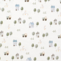 Tissu french terry bio Tracteurs et fermes, blanc cassé
