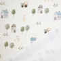 Tissu french terry bio Tracteurs et fermes, blanc cassé