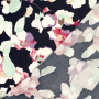 Viscose Crepe abstract flowers, navy blue