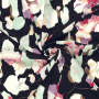 Viscose Crepe abstract flowers, navy blue