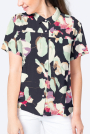 Viscose Crepe abstract flowers, navy blue