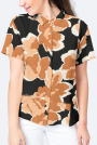 Tissu crêpe viscose Fleurs Big flowers, noir