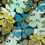 Tissu crêpe viscose Fleurs Flowers, noir
