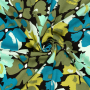 Tissu crêpe viscose Fleurs Flowers, noir