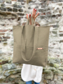 Tissu déco toile canvas uni, beige foncé
