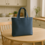 Tissu déco toile canvas uni, bleu denim