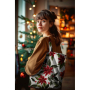 Decoratiestof Canvas Kerstster, naturel