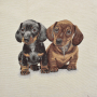 Dekostoff Gobelinstoff Panel Dackelfreunde, 46 x 46 cm