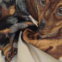 Dekostoff Gobelinstoff Panel Dackelfreunde, 46 x 46 cm