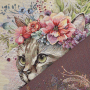 Dekostoff Gobelinstoff Panel Flower Cat, 46 x 46 cm