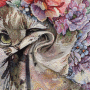 Dekostoff Gobelinstoff Panel Flower Cat, 46 x 46 cm