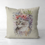 Dekostoff Gobelinstoff Panel Flower Cat, 46 x 46 cm