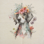Tissu déco panneau gobelin Chiens & fleurs Flower Dog, 46x46 cm
