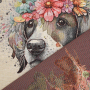 Tissu déco panneau gobelin Chiens & fleurs Flower Dog, 46x46 cm