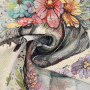 Tissu déco panneau gobelin Chiens & fleurs Flower Dog, 46x46 cm