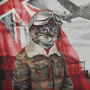 Dekostoff Gobelinstoff Panel Flying Cat, 46 x 46 cm