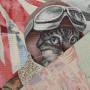 Dekostoff Gobelinstoff Panel Flying Cat, 46 x 46 cm