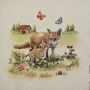 Dekostoff Gobelinstoff Panel Fox Family, 46 x 46 cm