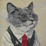 Dekostoff Gobelinstoff Panel Nerdy Cat, 46 x 46 cm