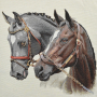 Tissu déco panneau gobelin Chevaux, 46 x 46 cm