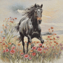 Dekostoff Gobelinstoff Panel Running Horse, 46 x 46 cm