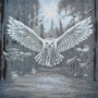 Dekostoff Gobelinstoff Panel Schneeeule, 46 x 46 cm