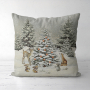 Tissu déco panneau gobelin Noël en forêt,  46x46 cm