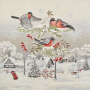 Tissu déco panneau gobelin Oiseaux de Noël Winter Birds, 46 x 46 cm