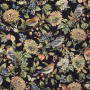 Dekostoff Gobelinstoff Paradise Bird Flora, schwarz
