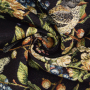 Dekostoff Gobelinstoff Paradise Bird Flora, schwarz
