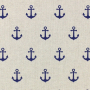 Tissu déco semi panama ancres marines, naturel