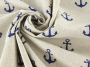 Tissu déco semi panama ancres marines, naturel