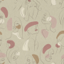 Tissu déco semi panama portraits visages féminins beauty faces, naturel