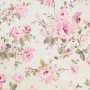 Tissu déco semi panama Big Roses, blanc vanille