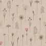 Tissu déco semi panama champ de fleurs, naturel